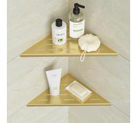 Neodrain Lot de 2 étagères d'angle en acier inoxydable - Doré - Pour salle de bain, cuisine