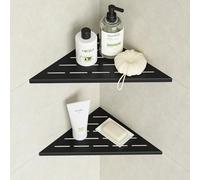Neodrain Lot de 2 étagères de douche d'angle en acier inoxydable 304, sans perçage, pour joints de carrelage, 254 x 254 mm - Noir