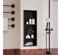 Neodrain Niche de douche en acier inoxydable à trois couches - 76,2 x 30,5 cm - Pas besoin de carrelage - Étagère encastrée pour salle de bain - Niche murale encastrée à 3 niveaux