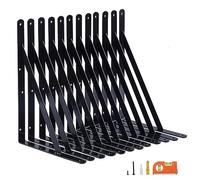 NEODROP Lot de 12 supports d'étagère robustes de 35,6 cm, support mural épais pour étagères de rangement flottantes, acier enduit de poudre noir