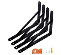 NEODROP Lot de 4 supports d'étagère robustes de 30,5 cm, grand support mural pour étagères de rangement de garage, acier avec revêtement en poudre noir