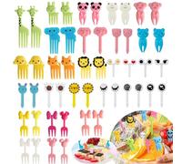 Neodtx Food Picks Lot de 60 piques à fruits pour enfants - Yeux - Piques à fruits - Mini fourchettes à fruits - Boîte à sandwich - Accessoires de fruits - Cure-dents pour dessert fruits fête d'enfants
