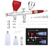 NEOECO SJ83 Aérographe, buse enfichable à centrage automatique, ensembles de buses de 0,2, 0,3 et 0,5 mm et tasse de 0,3 g, aérographe à double action avec tasses de rechange de 0,3 g, 2/85 g, 4/85 g