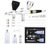 NEOECO SJ83 Aérographe, buse enfichable à centrage automatique, ensembles de buses de 0,2, 0,3 et 0,5 mm et tasse en oz, aérographe à double action avec tasses de rechange de 0,2 g et 4/85 g (noir)