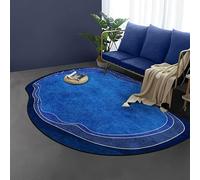 NEOFEN Tapis Ovale irrégulier de Forme spéciale, extrêmement Simple, Moderne, à la Mode, Noir, Marron, Blanc, for Salon, Chambre à Coucher, Chevet