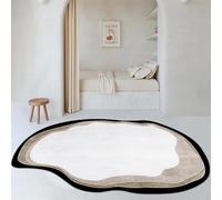 NEOFEN Tapis Ovale irrégulier de Forme spéciale, extrêmement Simple, Moderne, à la Mode, Noir, Marron, Blanc, for Salon, Chambre à Coucher, Chevet