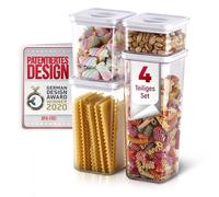 Neoflam Lot de 4 boîtes de conservation avec couvercle hermétique et fermeture à vis à une main, sans BPA, 1 x 0,55 l, 1,35 l, 2,1 l, 2,7 l