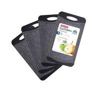 NEOFLAM® - Lot de 4 planches à découper en plastique noir, antibactériennes, antidérapante, sans BPA, ensemble de planches Microban®, lavable au lave-vaisselle, planche de cuisine avec gouttière à jus