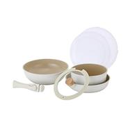 NEOFLAM® Lot de 8 poêles à induction - Poignée amovible - En céramique anti-adhésive - Poêle de 24 cm - Poêle à bord haut de 26 cm - Casserole de 20 cm - Empilable - Peu encombrant - Pour tous les