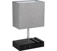 Neoglint Fabric Bedside Table Lamp Nightstand Lamp Desk Light with Warm White LED Bulb Touch Control 10W Wireless Charger USB A Type-C Charging Ports Phone Holder for Living Room Bedroom Study Room Ca