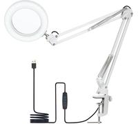 Neoglint Lampe de table flexible avec loupe 8x - LED à intensité variable, 3 modes de couleur & 10 niveaux de luminosité