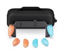 NeoGrip Bundle pour Nintendo Switch 2 SAVAGE RAVEN by Skull & Co. : Poignée ergonomique avec coque rigide, poignées interchangeables [toutes tailles de mains] et étui de transport, Bleu néon et rouge