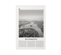 NEOHI Belo Horizonte - Impression sur toile de paysage de ville de Brésil, Brésil, Amérique du Sud, paysage de voyage, noir et blanc, 60 x 90 cm