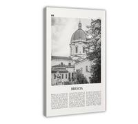 NEOHI Brescia - Impression sur toile murale esthétique de carte de la ville d'Italie, paysage de voyage, chambre à coucher, bureau - 60 x 90 cm