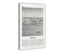 NEOHI Brindisi - Impression sur toile murale esthétique de carte de la ville d'Italie, paysage de voyage, chambre à coucher, bureau - 30 x 45 cm