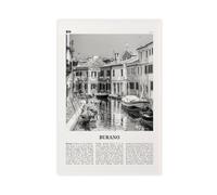 NEOHI Burano - Toile murale décorative esthétique pour chambre, bureau, Italie, lagon vénitien, carte de la ville de Venise, paysage de voyage, noir et blanc, 60 x 90 cm