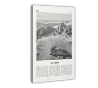 NEOHI El Nido - Impression sur toile de style paysage de Palawan, Philippines, paysage de l'Asie, noir et blanc, 50 x 75 cm