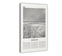 NEOHI Esperance Impression sur toile de paysage de ville de l'Australie occidentale et de l'Australie Noir et blanc, 60 x 90 cm