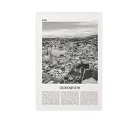NEOHI Guanajuato - Impression sur toile avec logo de la carte de la ville rétro du Mexique, noir et blanc, 30 x 45 cm