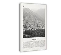 NEOHI Imlil - Impression sur toile noire et blanche, paysage de voyage de la ville du Maroc - Affiches et impressions sur toile - Décoration murale esthétique pour chambre, bureau - 40 x 60 cm