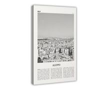 NEOHI Impression sur toile Alep, paysage de ville, paysage de voyage, noir et blanc, 40 x 60 cm