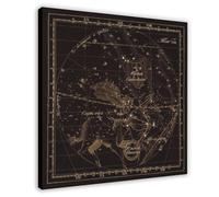 NEOHI Impression sur toile avec signe du zodiaque sagittaire - Ancienne astronomie russe Ch, constellation d'étoiles - Décoration murale moderne pour salon, chambre à coucher - 70 x 70 cm