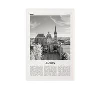 NEOHI Impression sur toile d'Aix-la-Chapelle en noir et blanc, Allemagne, Allemagne, Europe, Cologne - Paysage urbain - Décoration murale moderne pour salon, chambre à coucher - 60 x 90 cm
