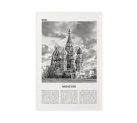 NEOHI Impression sur toile de Moscou de St Basilic de Russie en noir et blanc, Móсска, Moskvá, paysage de la ville russe, style rétro, paysage de voyage, affiche d'art mural moderne pour décoration de