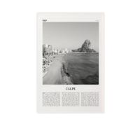 NEOHI Impression sur toile de paysage calp, noir et blanc, Espagne, Valence, Alicante, España City Travel - Affiches et impressions sur toile - Décoration murale esthétique pour chambre à coucher