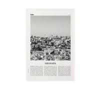 NEOHI Impression sur toile de paysage de Grenade noir et blanc, Andalousie, Espagne, Espagne, Europe, ville - Affiches et impressions sur toile - Décoration murale esthétique pour chambre à coucher