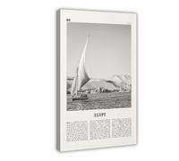NEOHI Impression sur toile de paysage de l'Égypte, Océan noir et blanc, Caire, République arabe, Sinaï, carte de la ville d'Afrique, paysage de voyage, décoration murale moderne pour salon, chambre à