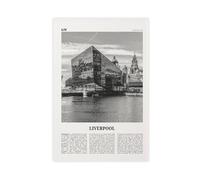 NEOHI Impression sur toile de paysage de Liverpool noir et blanc, Merseyside, Angleterre, Royaume-Uni, Europe, ville - Décoration murale décorative pour chambre à coucher, bureau - 30 x 45 cm