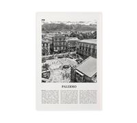 NEOHI Impression sur toile de paysage de Palerme en noir et blanc, Italie, Palermu, Sicile - Décoration murale moderne pour salon, chambre à coucher - 60 x 90 cm