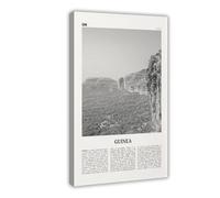 NEOHI Impression sur toile de style rétro Guinée - Conakry - Carte de la ville africaine - Noir et blanc - 50 x 75 cm