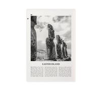 NEOHI Impression sur toile de thème île de Pâques, paysage de la ville du Chili, noir et blanc, décoration murale décorative pour chambre, bureau, 60 x 90 cm