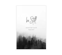 NEOHI Impression sur toile décorative décorative pour chambre à coucher, bureau Motif Psaum 46 10 Be Still And Know That I Am God Noir et blanc 40 x 60 cm