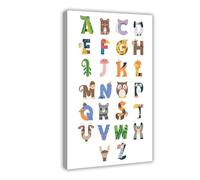 NEOHI Impression sur toile éducative avec lettres de l'alphabet 1 pour chambre d'enfant - 40 x 60 cm