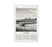 NEOHI Impression sur toile Islande - Vue en noir et blanc, Ísland, Reykjavík, Europe - Paysage urbain - Impression sur toile moderne - Décoration murale pour salon, chambre à coucher - 50 x 75 cm
