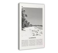 NEOHI Impression sur toile La Romana - Paysage de la ville des Caraïbes - Noir et blanc, République dominicaine - 30 x 45 cm