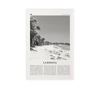 NEOHI Impression sur toile La Romana paysage de voyage en noir et blanc, République dominicaine, ville des Caraïbes - 30 x 45 cm