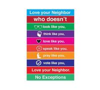 NEOHI Impression sur toile « Love Your Neighbor No Exception Rainbow LGBT » - Cadeau pour le mois de la fierté - Décoration murale moderne pour salon, chambre à coucher - 60 x 90 cm