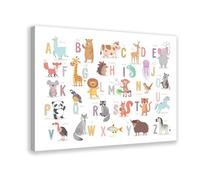 NEOHI Impression sur toile moderne éducative avec lettres de l'alphabet pour chambre d'enfant - 60 x 90 cm