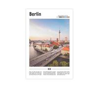 NEOHI Impression sur toile paysage touristique de villes européennes célèbres de Berlin Allemagne - Décoration murale pour chambre à coucher, bureau - 50 x 75 cm