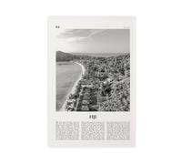 NEOHI Impression sur toile représentant les îles Fidji en noir et blanc, Vanuatu - Viti, Levu, Suva - Paysage de la ville - Décoration murale moderne - 50 x 75 cm