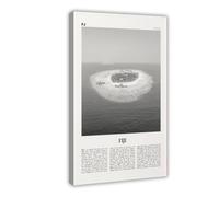 NEOHI Impression sur toile représentant l'île noire et blanche des Fidji, Viti, Levu, Suva - Paysage de la ville de Viti, Levu, Suva - Art mural moderne - Décoration murale pour salon, chambre à