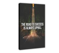 NEOHI Impression sur toile « Road To Success » avec citation inspirante et motivante pour bureau, salon, lit - 60 x 90 cm