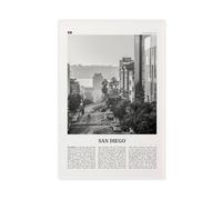 NEOHI Impression sur toile San Diego - Motif rue noire et blanche, surf, Californie, États-Unis, États-Unis - Décoration murale pour maison, bar, restaurant, garage, café - 50 x 75 cm