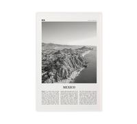 NEOHI Impression sur toile style rétro Mexique, océan noir et blanc, Estados Unidos, Mexicanos - Paysage de ville rétro - 40 x 60 cm