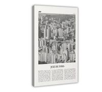 NEOHI Juiz De Fora - Impression sur toile avec logo paysage de la ville du Brésil, noir et blanc, 30 x 45 cm