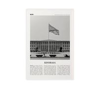 NEOHI Kinshasa - Impression sur toile de paysage rétro de ville de la République démocratique du Congo, noir et blanc, paysage de voyage - Affiches et impressions sur toile pour décoration d'intérieur